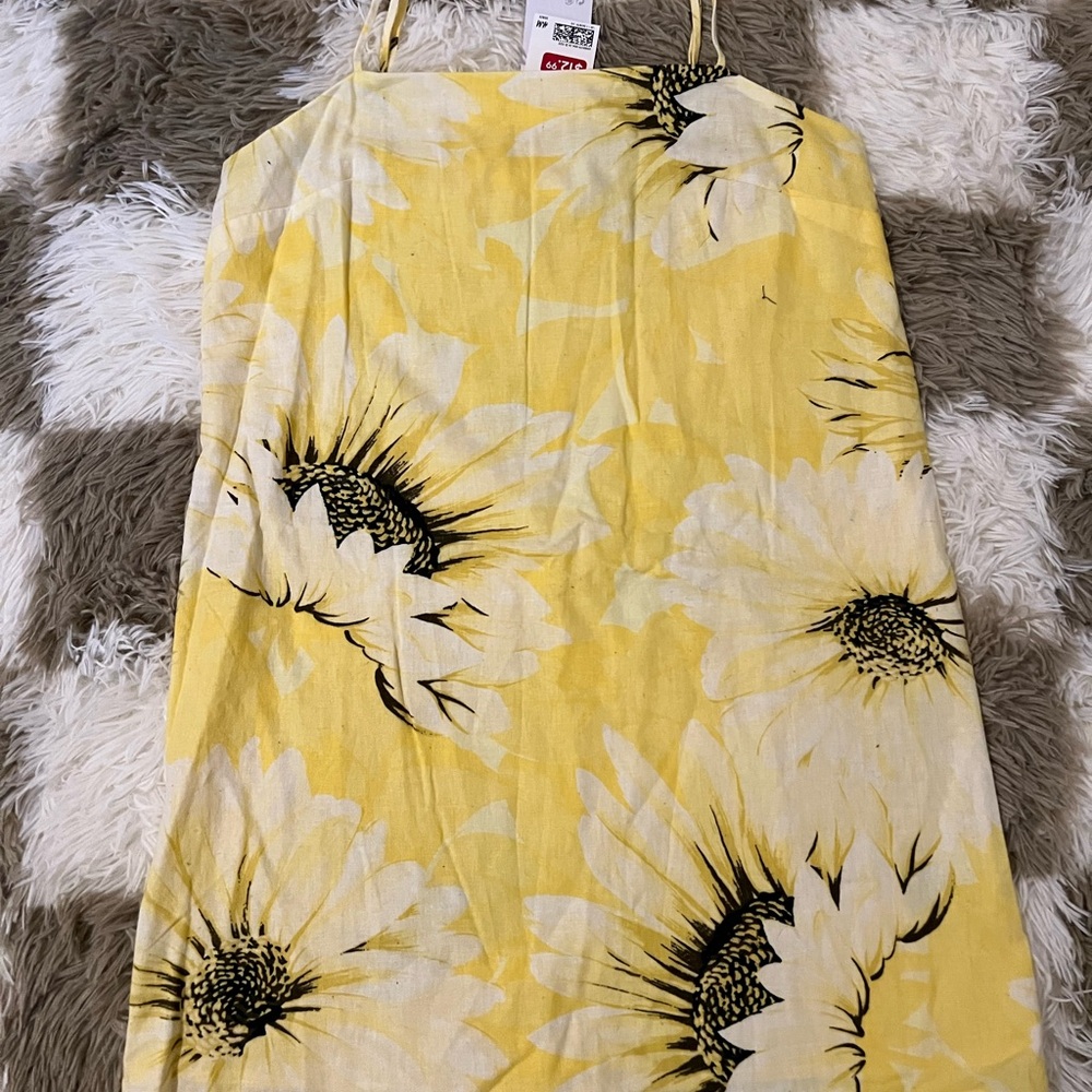 NWT H&M Linen Blend Yellow Dress size s